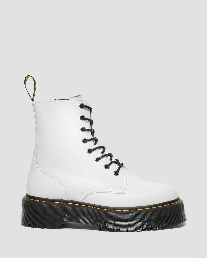 Dr Martens Jadon Smooth Leren Platform Laarzen Heren Wit | NL 250VRW